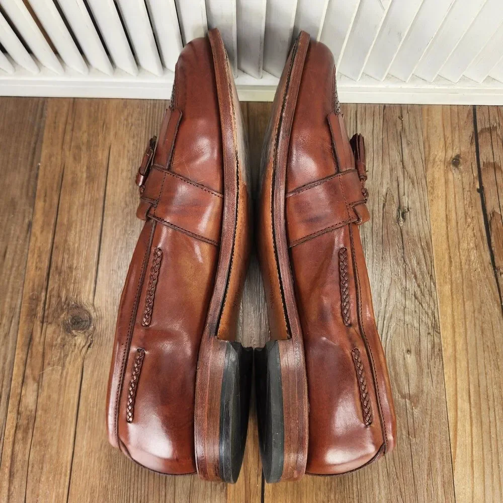 Allen Edmonds Cody Chili Weave Loafers Mens Sz 14 B Brown Leather Kiltie Tassel